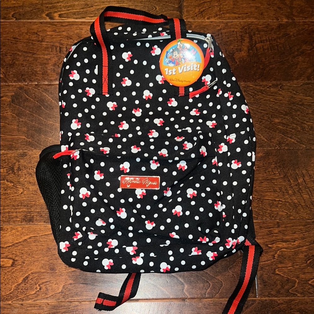 New no tags- Disney Black and Red Polka Dot Kids Backpack